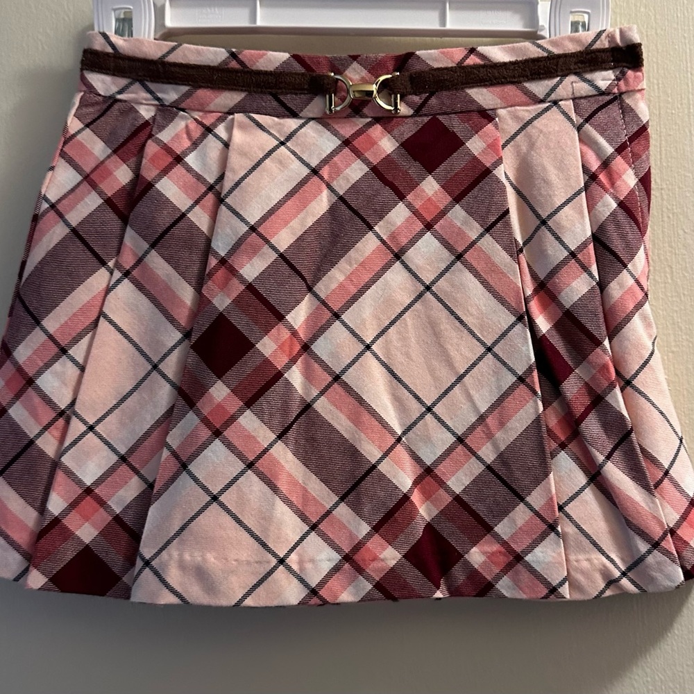 *NEW* Janie & Jack Skirt & Top -pink blouse with gold buttons & pink plaid skirt